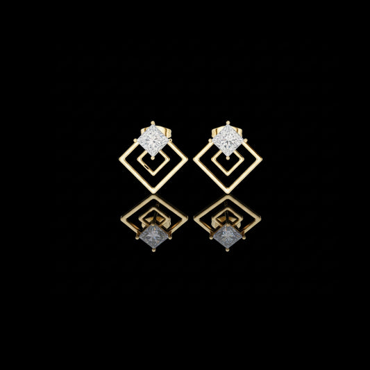 Artfully Princess Lab Diamond Modern Geometric Stud Earrings
