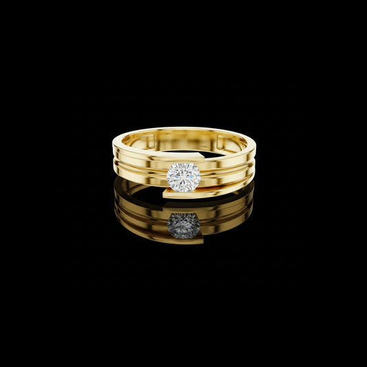 Round Cut Moissanite Diamond Men's Tension Set Solitaire Ring