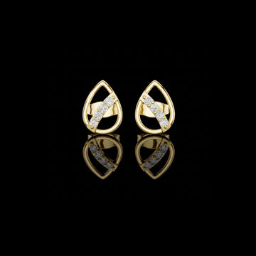 Modern Teardrop Round Lab Diamond Stud Earrings with Brilliant Cut Accents
