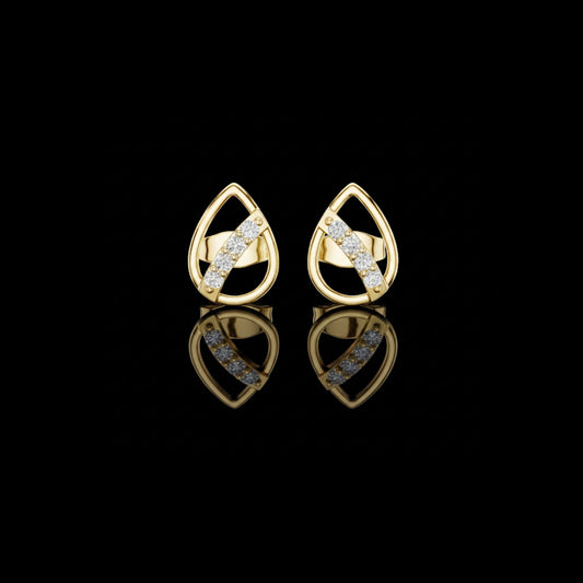 Modern Teardrop Round Lab Diamond Stud Earrings with Brilliant Cut Accents