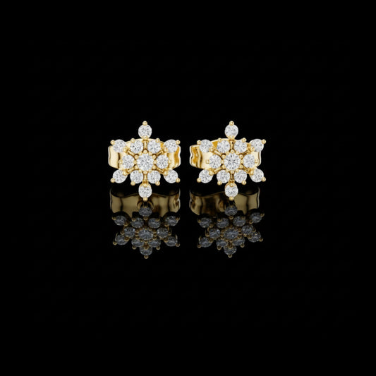Snowflake Floral Cluster Round Moissanite Diamond Stud Earring