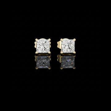 Signature Princess Cut Moissanite Diamond Stud Earrings Premium Square Design