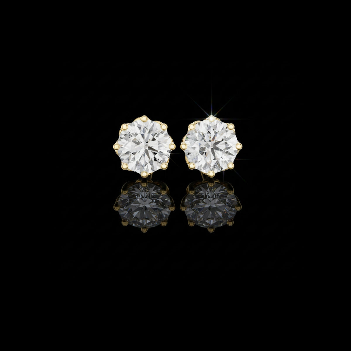 Eternal Spark Classic Solitaire Stud Earrings with Round Lab Diamond