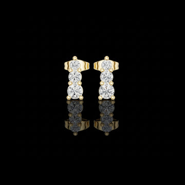 Triple Round Lab Diamond Drop Stud Earrings for Timeless Everyday