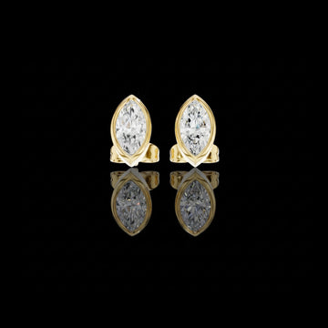 Minimal Marquise Bezel Lab Diamond Stud Earrings with Elongated Navette Silhouette