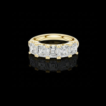Asscher Cut Lab Diamond Half Eternity Wedding Band