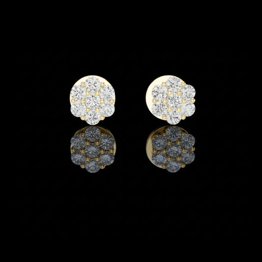 Noble Floral Cluster Round Cut Lab Diamond Stud Earrings