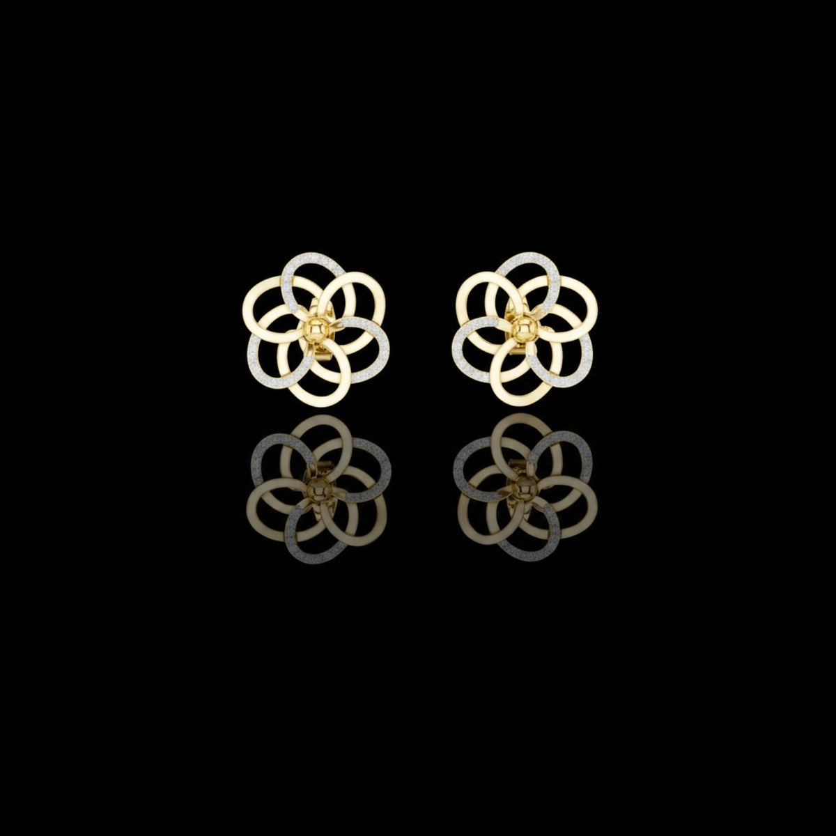 Intertwined Bloom Floral Moissanite Diamond Stud Earrings with Pavé Accents