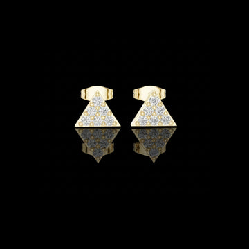 Geometric Triangle Round Cut Lab Diamond Stud Earrings with Pave Set
