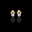 Chevron Round Lab Diamond Stud Earrings with Modern Geometric Open Frame Design