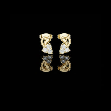 Exclusive Round Cut Lab Diamond Cluster Stud Earrings with Sculpted Curved Design