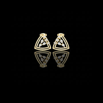 Modern Geometric Triangle Round Cut Lab Diamond Stud Earrings with Open Frame Design