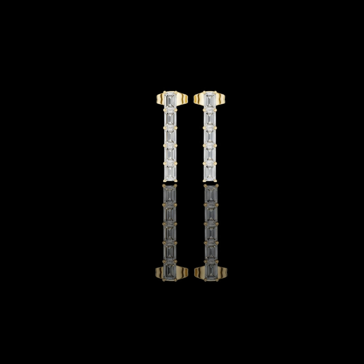 Iconic Vertical Bar Sleek Modern Emerald Moissanite Diamond Earring