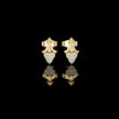 Vintage Scroll Triple Round Moissanite Diamond Cluster Ornate Crown Motif Stud Earrings