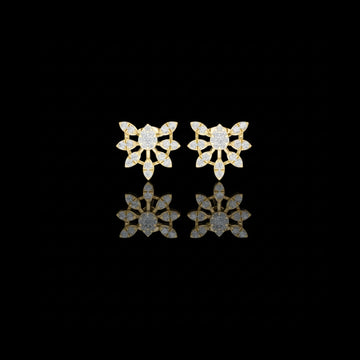 Floral Burst Moissanite Diamond Stud Earrings With Round Petal Cluster Design For Her