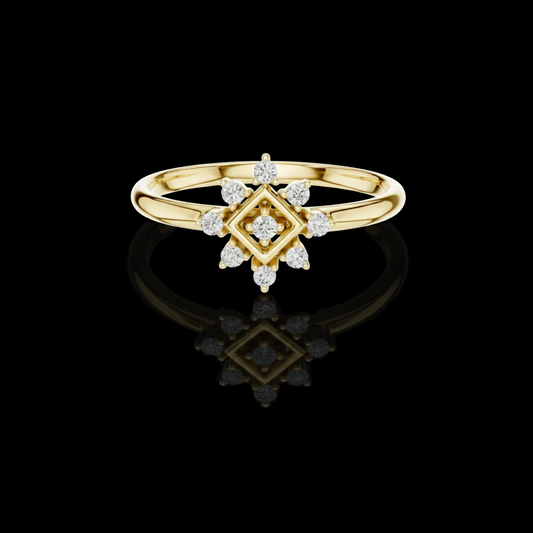 Intricate Floral Round Cut Lab Diamond Cluster Ring