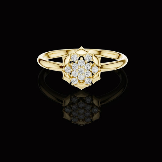 Round Cut Lab Diamond Floral Cluster Ring for Women