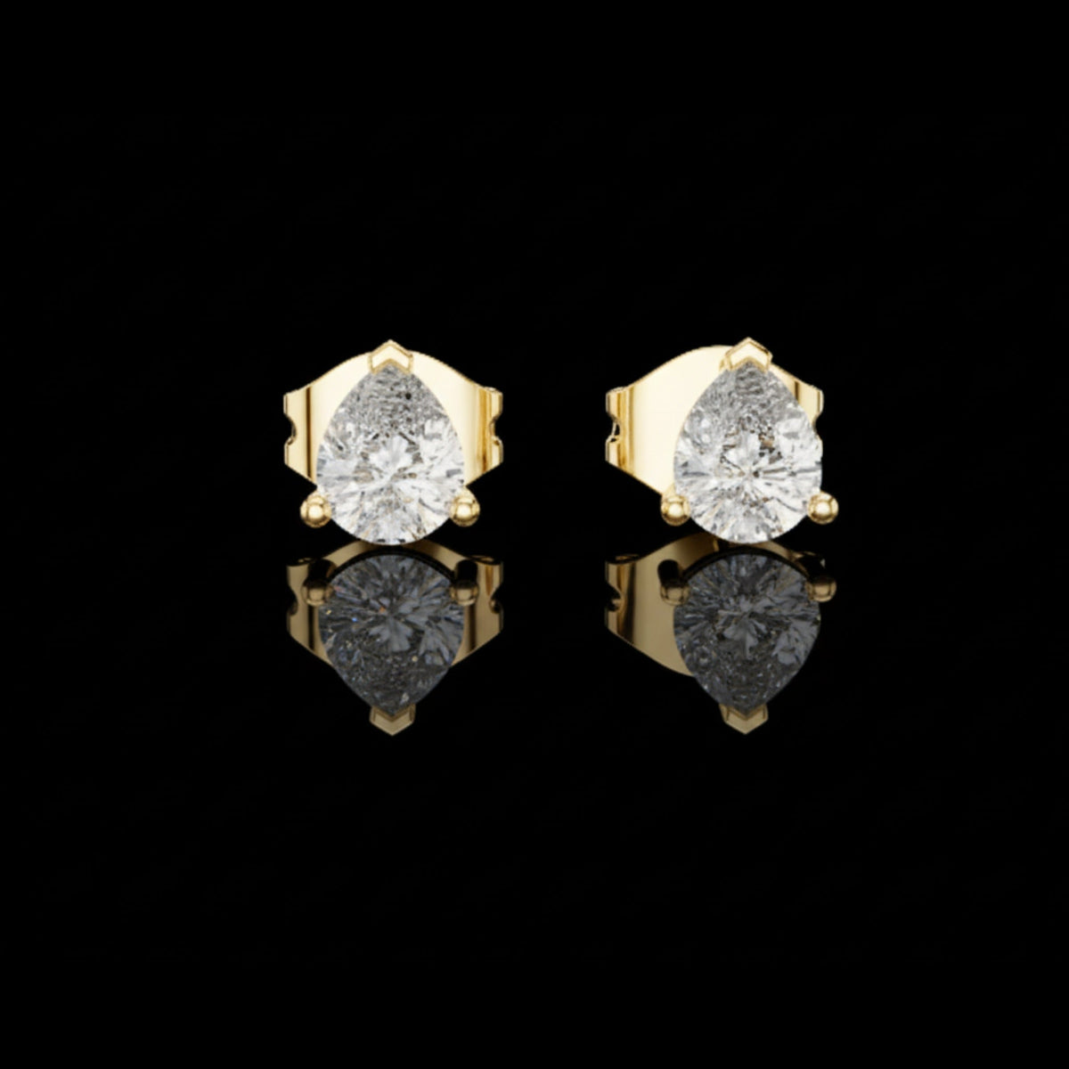 Pear Shaped Moissanite Diamond Stud Earrings with Soft Contoured Setting