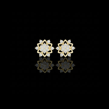 Sparkling Round Lab Diamond Flower Stud Earrings With Floral Cluster For Her