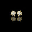 Ornamental Floral Cluster Moissanite Diamond Stud Earrings With Spiral Ribbon Whirl