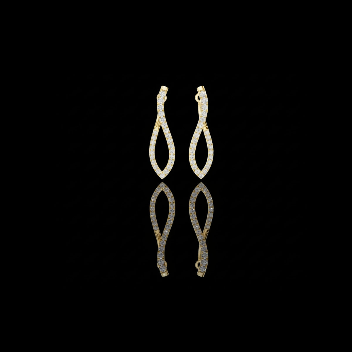 Twisted Wishbone Hoop Round Cut Lab Diamond Stud Earrings Asymmetrical Wave