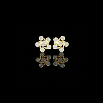 Golden Pinwheel Swirl Cluster Stud Lab Diamond Earrings with Dynamic Circular For Her