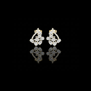 Dazzling Lab Diamond Pear Cut Floral Stud Earrings With Sparkling Cluster Design