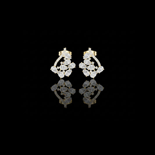 Dazzling Lab Diamond Pear Cut Floral Stud Earrings With Sparkling Cluster Design