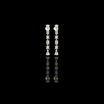 Celestial Multi Shape Lab Diamond Drop Earrings with Pear Emerald Oval & Princess Cuts