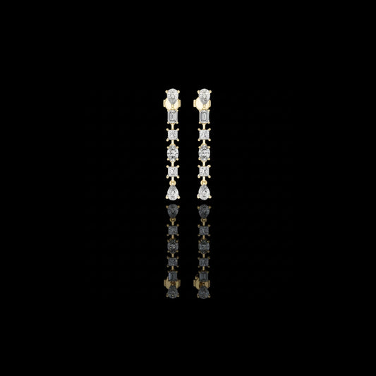 Celestial Multi Shape Lab Diamond Drop Earrings with Pear Emerald Oval & Princess Cuts