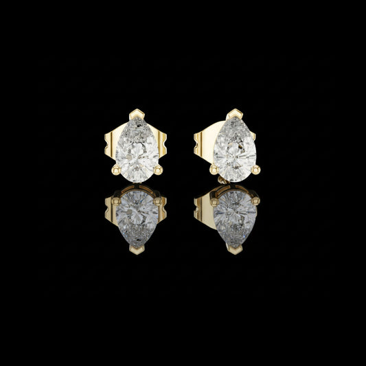 Pear Shaped Moissanite Diamond Stud Earrings with Classic Three Prong Setting