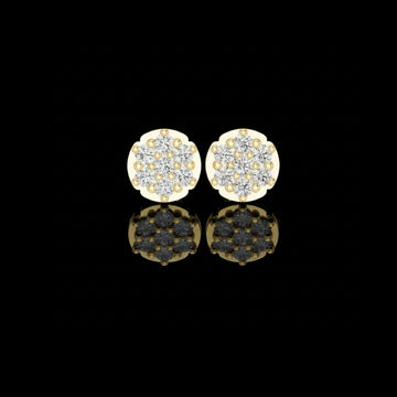Aurora Halo Blossom Round Lab Diamond Cluster Stud Earrings with Rounded Floral Silhouette