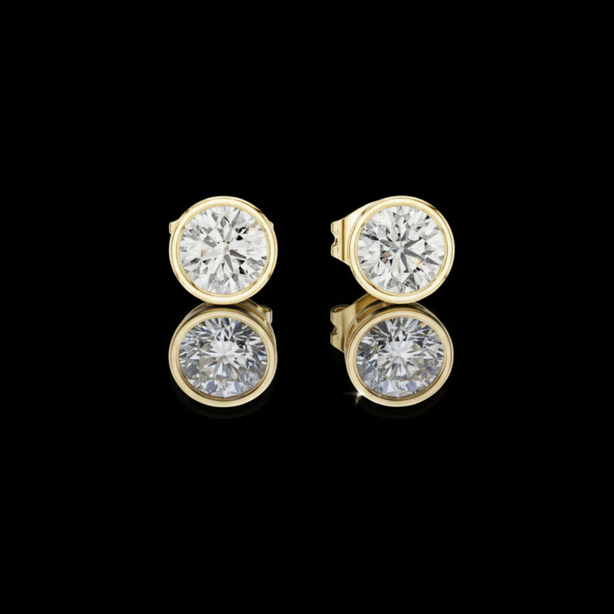 Bezel Set Round Lab Diamond Solitaire Stud Earrings with Minimal Modern Design