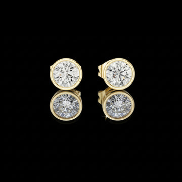 Bezel Set Round Lab Diamond Solitaire Stud Earrings with Minimal Modern Design