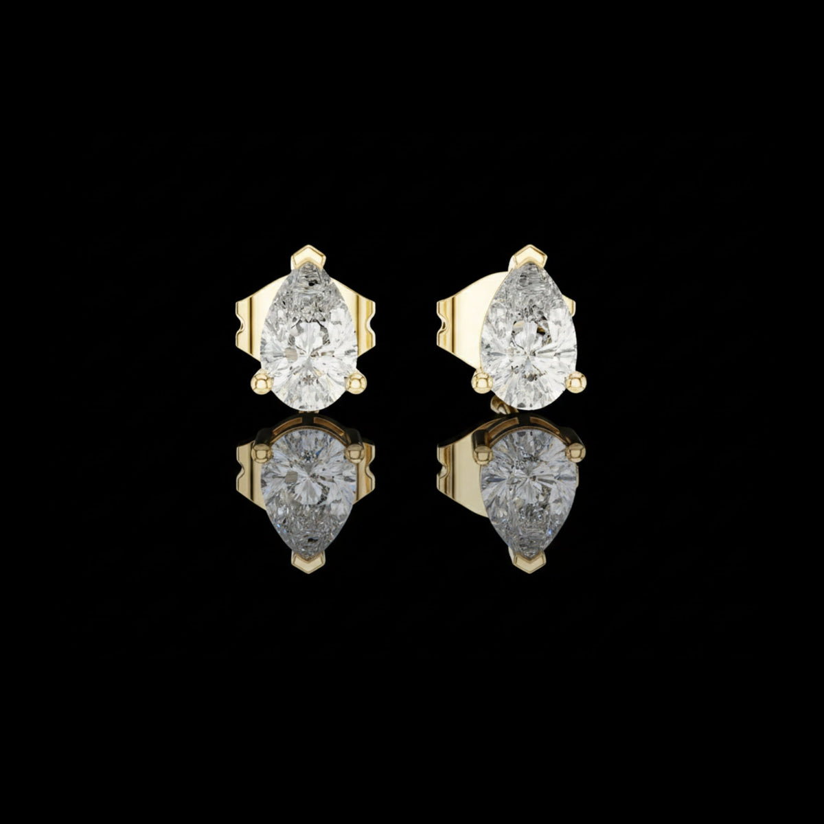 Pear Shaped Lab Diamond Stud Earrings with Classic Three Prong Setting