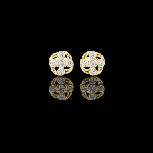 Celestial Swirl Round Lab Diamond Cluster Stud Earrings with Radiant Circular Brilliance