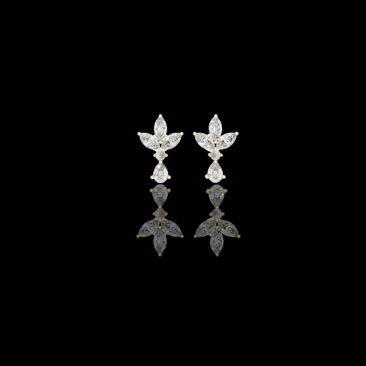 Marquise Butterfly Cluster Moissanite Diamond Drop Stud Earrings