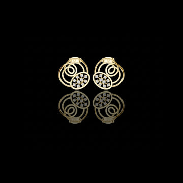 Glamour Spiral Bloom Stud Round Lab Diamond Earrings with Circular Swirl Frame