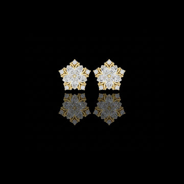 Blossom Petal Cluster Marquise And Round Lab Diamond Stud Earrings Floral Starburst