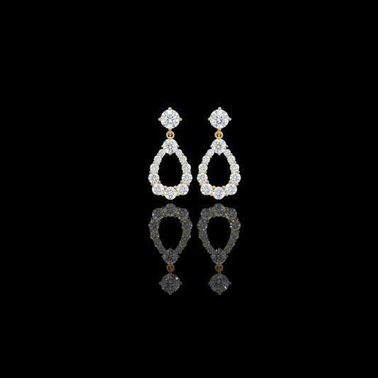 Open Teardrop Round Brilliant Cut Lab Diamond Drop Earrings Pear Shaped Halo