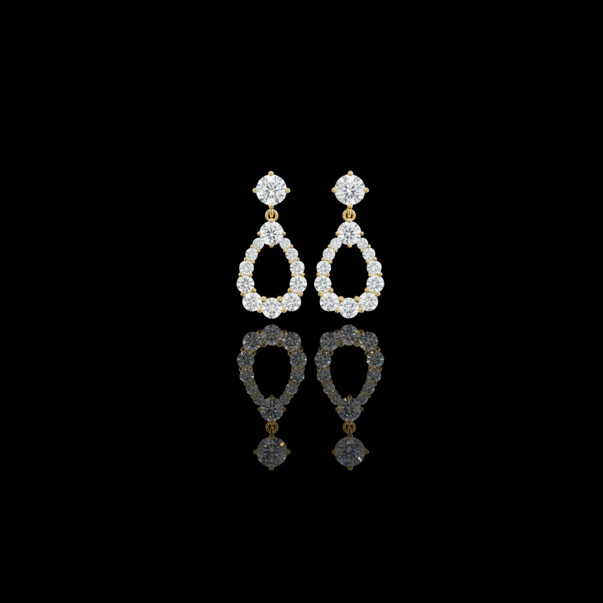 Open Teardrop Round Brilliant Cut Moissanite Diamond Drop Earrings Pear Shaped Halo