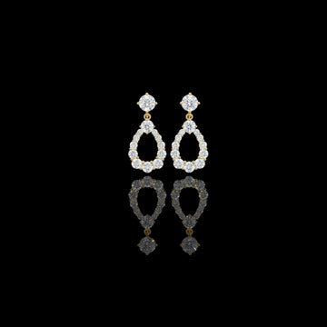 Open Teardrop Round Brilliant Cut Moissanite Diamond Drop Earrings Pear Shaped Halo
