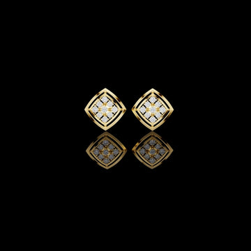 Geometric Cage Round Brilliant Cut Lab Diamond Stud Earrings With Openwork Frame