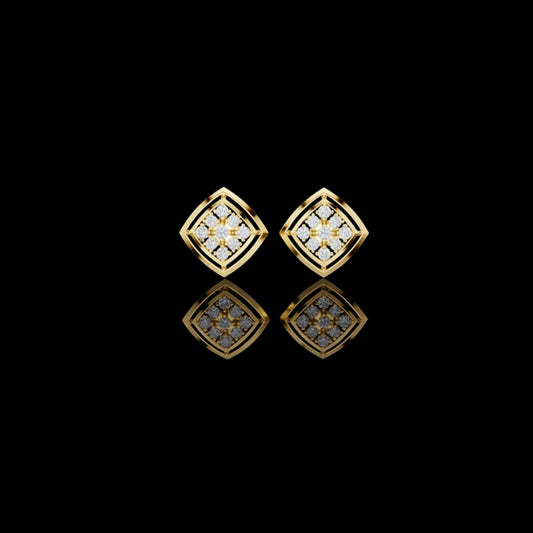 Geometric Cage Round Brilliant Cut Lab Diamond Stud Earrings With Openwork Frame