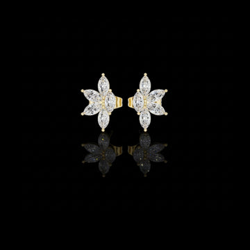 Floral Blossom Moissanite Diamond Marquise Cut Starburst Cluster Studs Earring