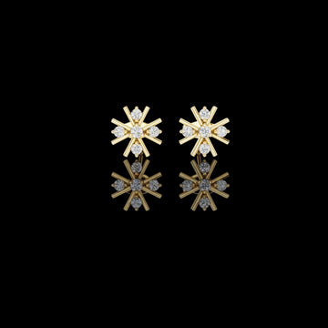 Starburst Sunburst Spoke Round Lab Grown Diamond Geometric Cluster Stud Earring