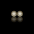 Filigree Openwork Border Round Lab Created Diamond Floral Cluster Earrings