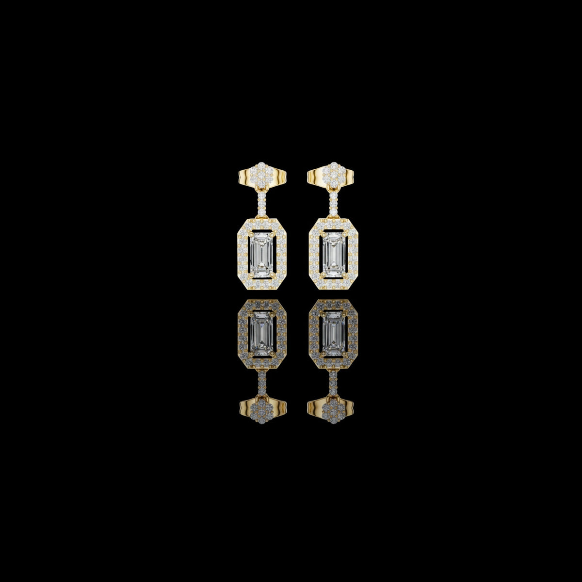 Scalloped Floating Halo Round Lab Grown Diamond Stud Earring
