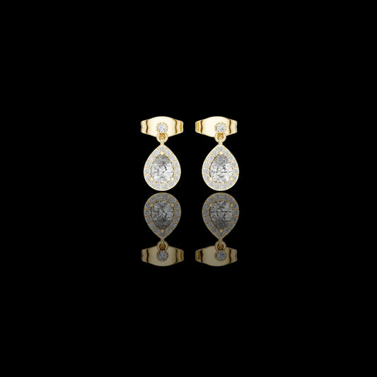 Pear Shape Lab Grown Diamond Miniature Halo Drop Earrings With Push Back