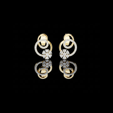 Cluster Swirl Circle Lab Grown Round Diamond Stud Earrings with Pave Halo Ring